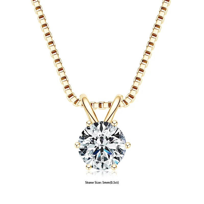 Moissanite Pendant Necklace – 0.5-5ct Sterling Silver