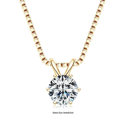 Moissanite Pendant Necklace – 0.5-5ct Sterling Silver