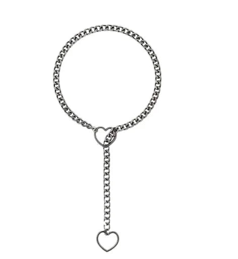 Heart O-Ring Slip Chain - Adjustable Lariat (Y-Necklace/Choker)