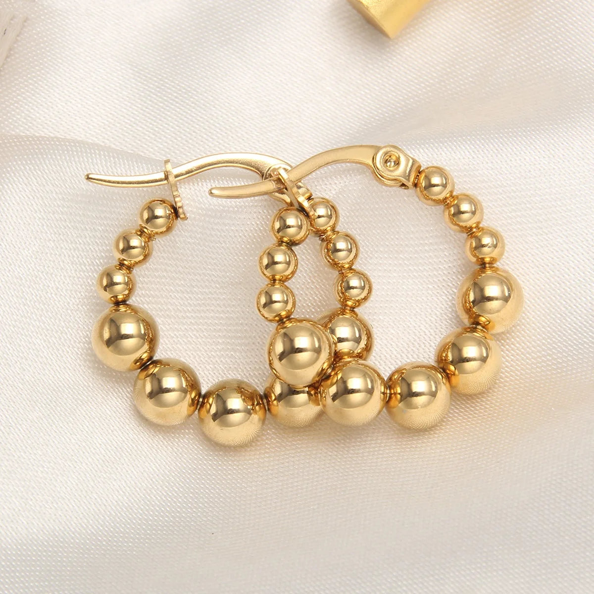 Gold Beaded Hoop Earrings