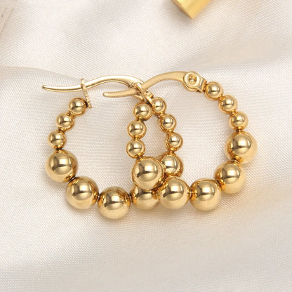 Gold Beaded Hoop Earrings
