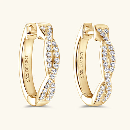 925 Sterling Silver / 14K Gold Plated Moissanite Hoop Earrings