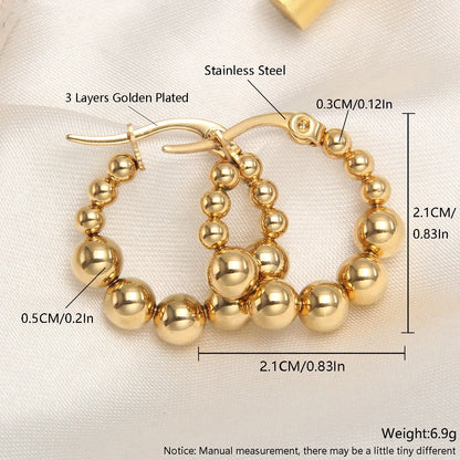 Gold Beaded Hoop Earrings
