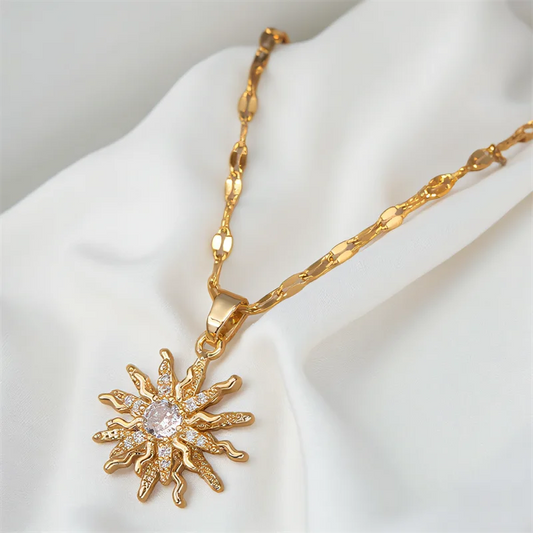 Rotating Sunflower Pendant Necklace