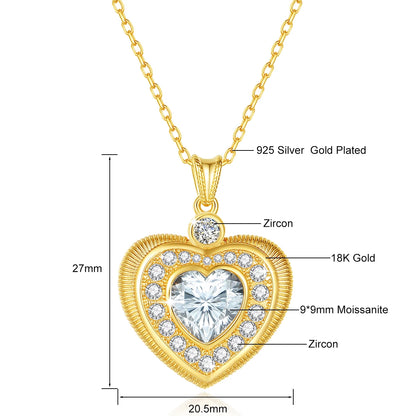 Moissanite Heart Pendant Necklace