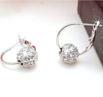 Shiny Zircon Ball Drop Earrings - Silver, Gold, Multicolor