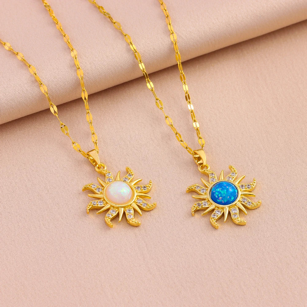 Sun Pendant Necklace - Gold Plated SS