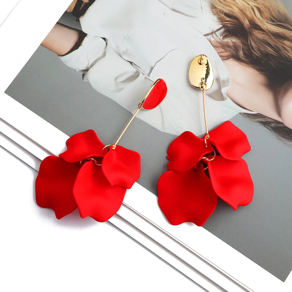 Romantic Petal Drop Earrings – Acrylic Flower Dangles