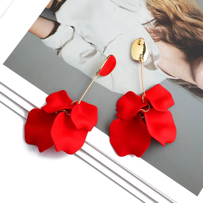 Romantic Petal Drop Earrings – Acrylic Flower Dangles