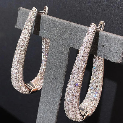 U-Shaped Moissanite-Studded Hoop Earrings