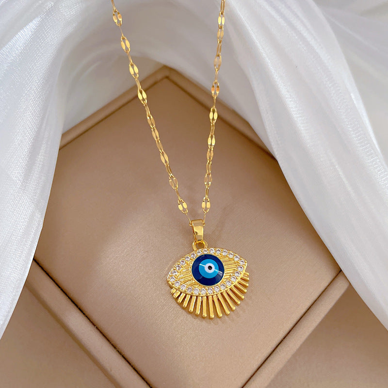Blue Eye Necklace – Charm Gold Chain