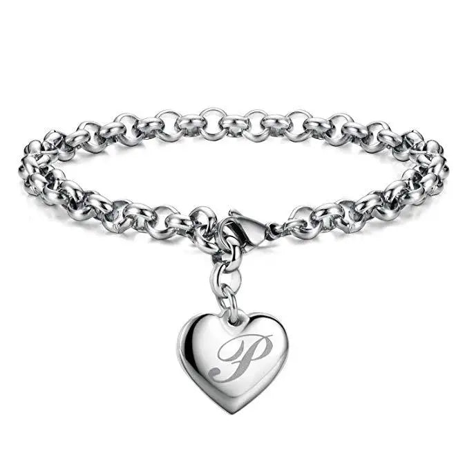 925 Sterling Silver Letter Charm Bracelet