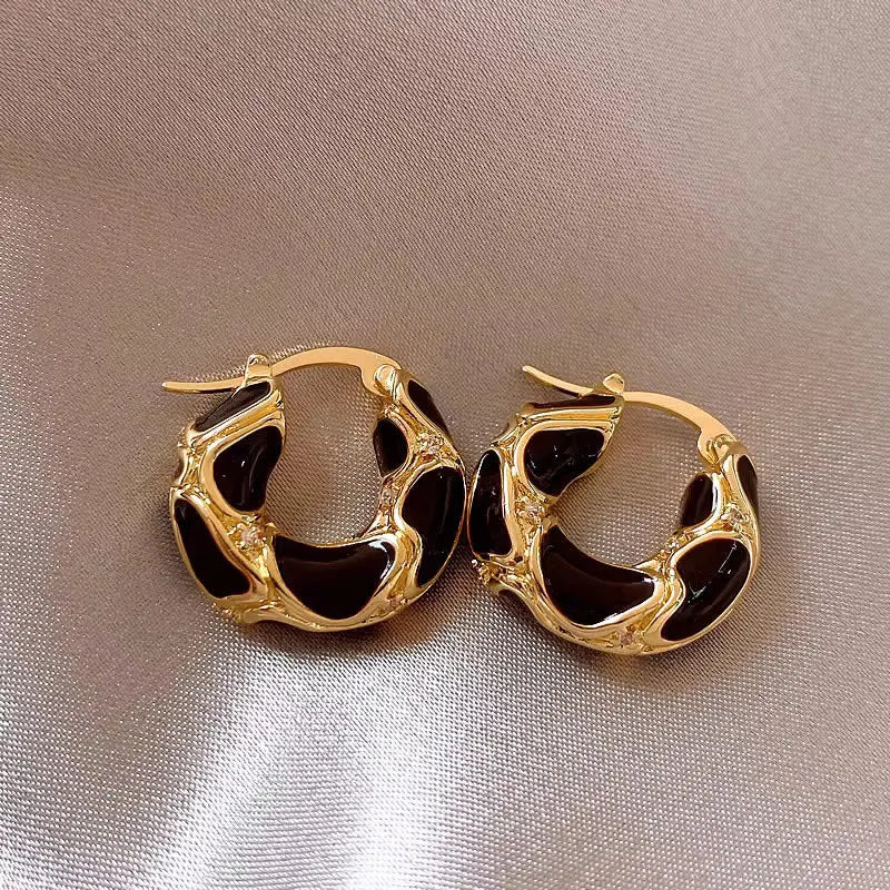 Thick Rhinestone Vintage Hoop Stud Earrings