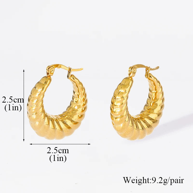 Vintage Multi-Shaped Gold Twist Hoop Earrings