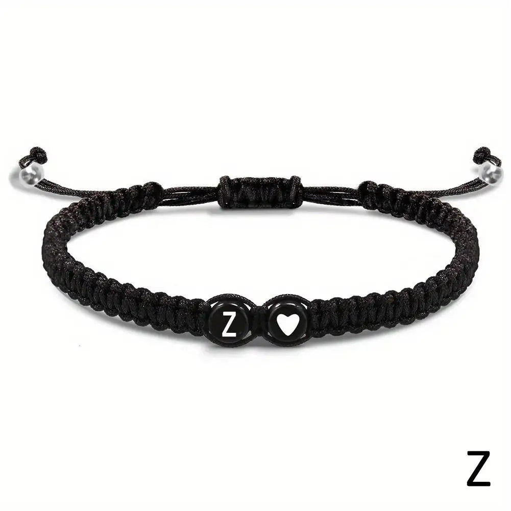 26 Letters Initial Heart Braided Bracelet