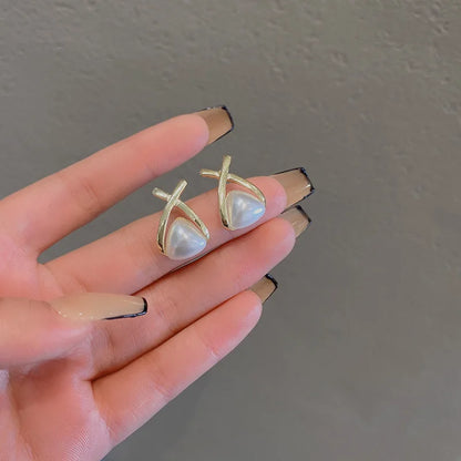 Bohemian Pearl & Rhinestone Stud Earrings