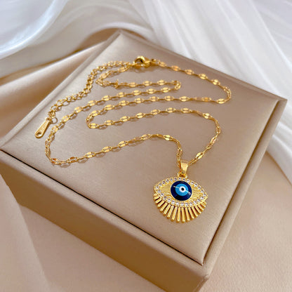 Blue Eye Necklace – Charm Gold Chain