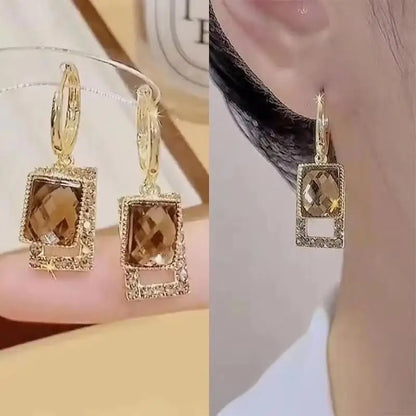 Vintage Green Crystal Butterfly Drop Earrings