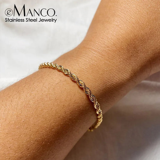 Gold Twisted Rope Chain Bracelet