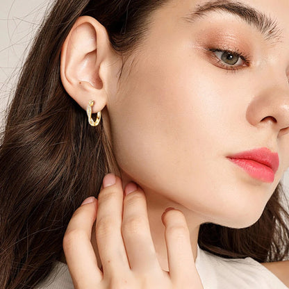 925 Sterling Silver / 14K Gold Plated Moissanite Hoop Earrings