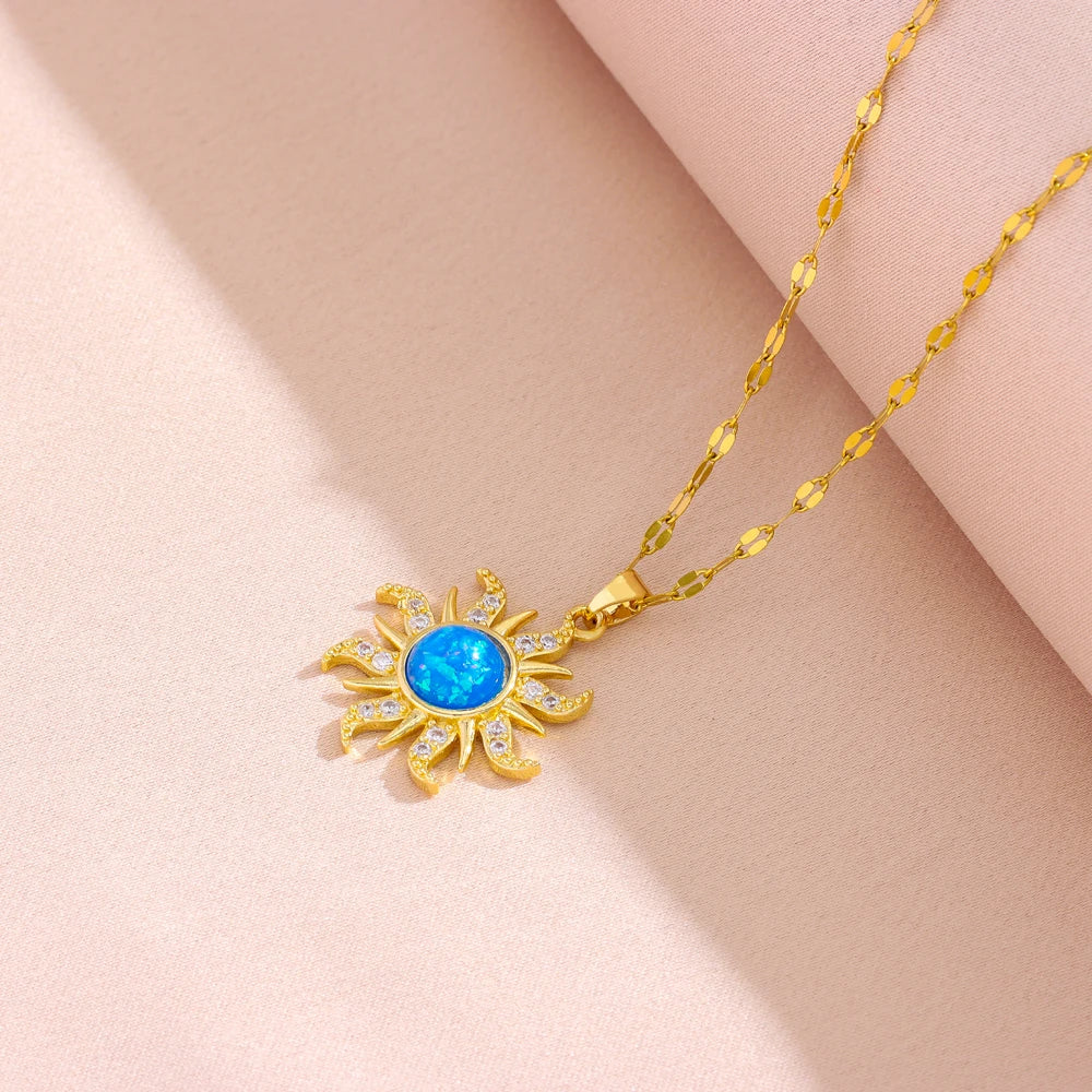 Sun Pendant Necklace - Gold Plated SS