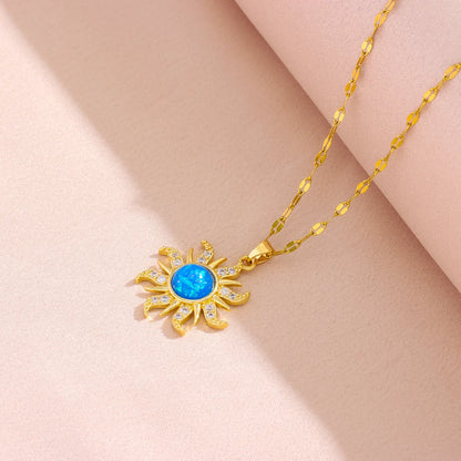Sun Pendant Necklace - Gold Plated SS
