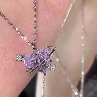 Cosmic Heart Ring Pendant Necklace