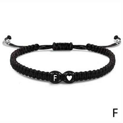 26 Letters Initial Heart Braided Bracelet