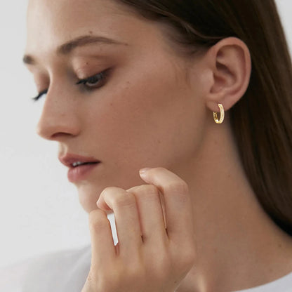 925 Sterling Silver / 14K Gold Plated Moissanite Hoop Earrings