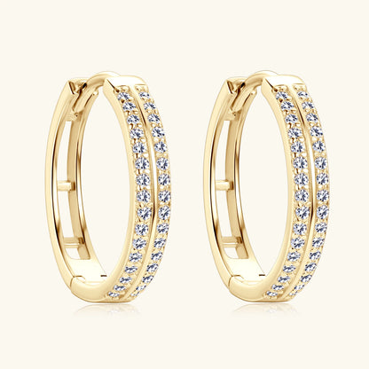 925 Sterling Silver / 14K Gold Plated Moissanite Hoop Earrings
