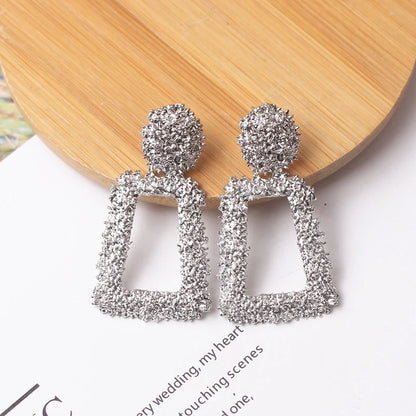 Eccentric Multi-Shaped Metal Dangle Earrings