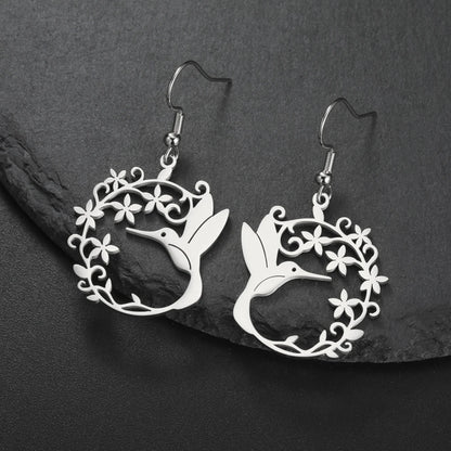 Hummingbird Jewelry Set – Gold/Silver Earrings & Necklace