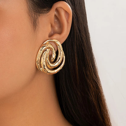 Gold Spiral Stud Earrings