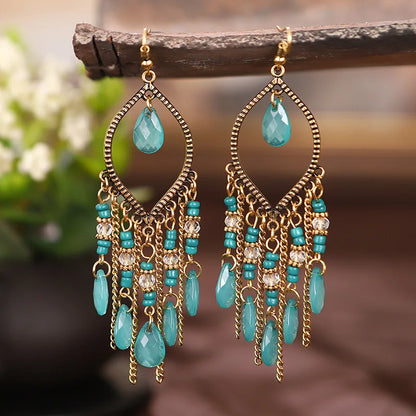 Bohemian Crystal Drop Earrings – Multicolor Rhinestone Dangles