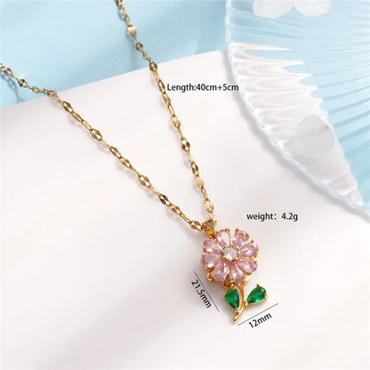 Rotating Sunflower Pendant Necklace