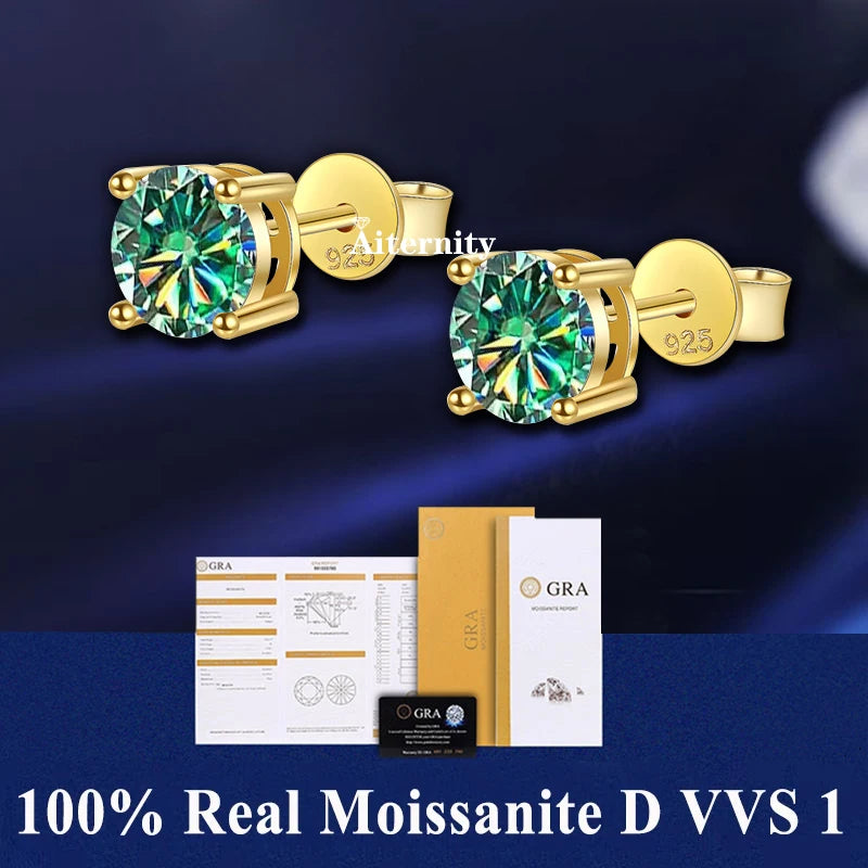 18K Gold Plated /  925 Sterling Silver Moissanite Stud Earrings