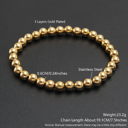 Stretch Ball Beaded Bracelet - Stacked Stainless Steel Bracelet for Women