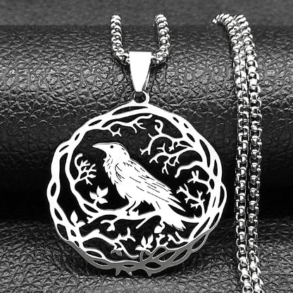 Mystical Crow Pendant Necklace