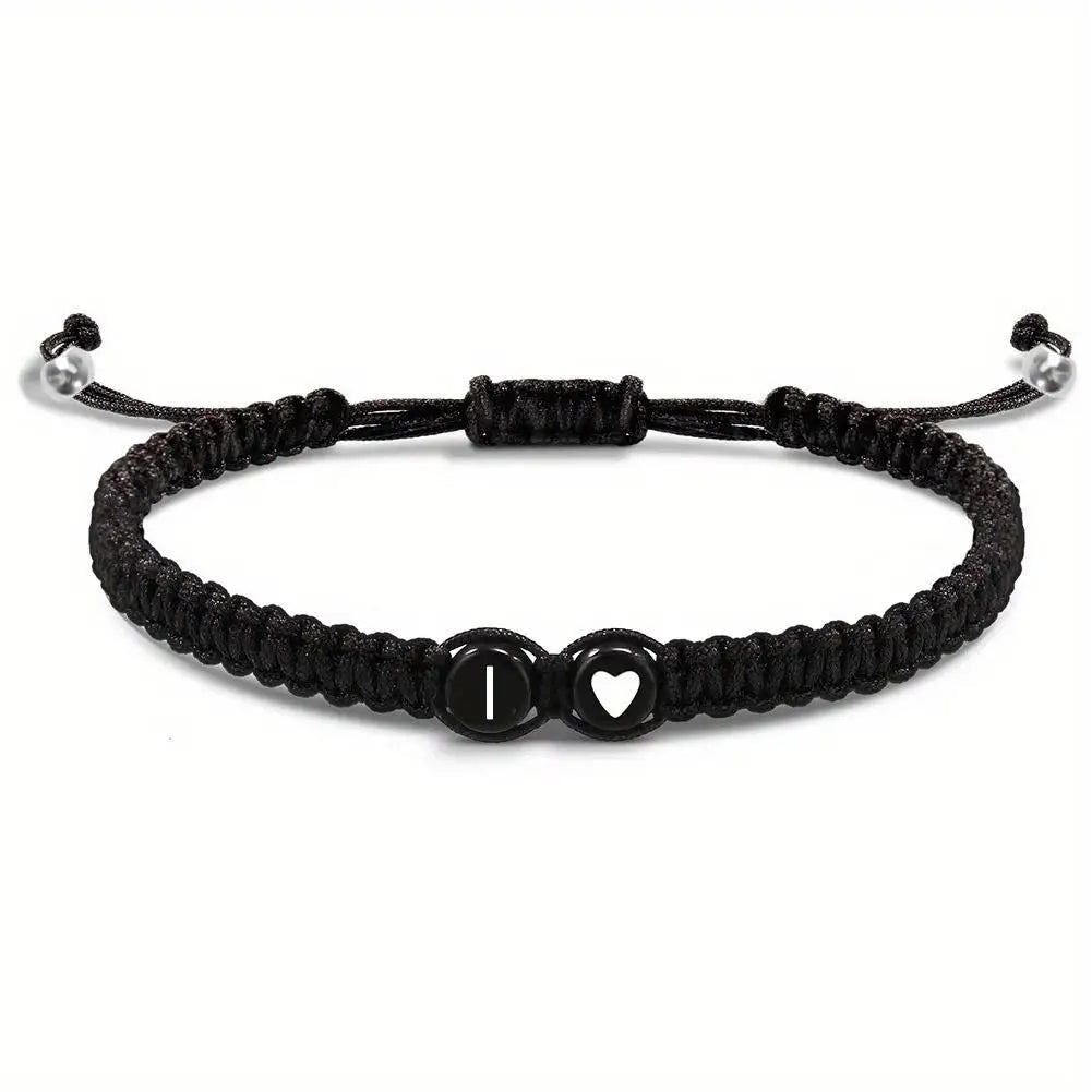 26 Letters Initial Heart Braided Bracelet