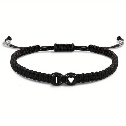 26 Letters Initial Heart Braided Bracelet