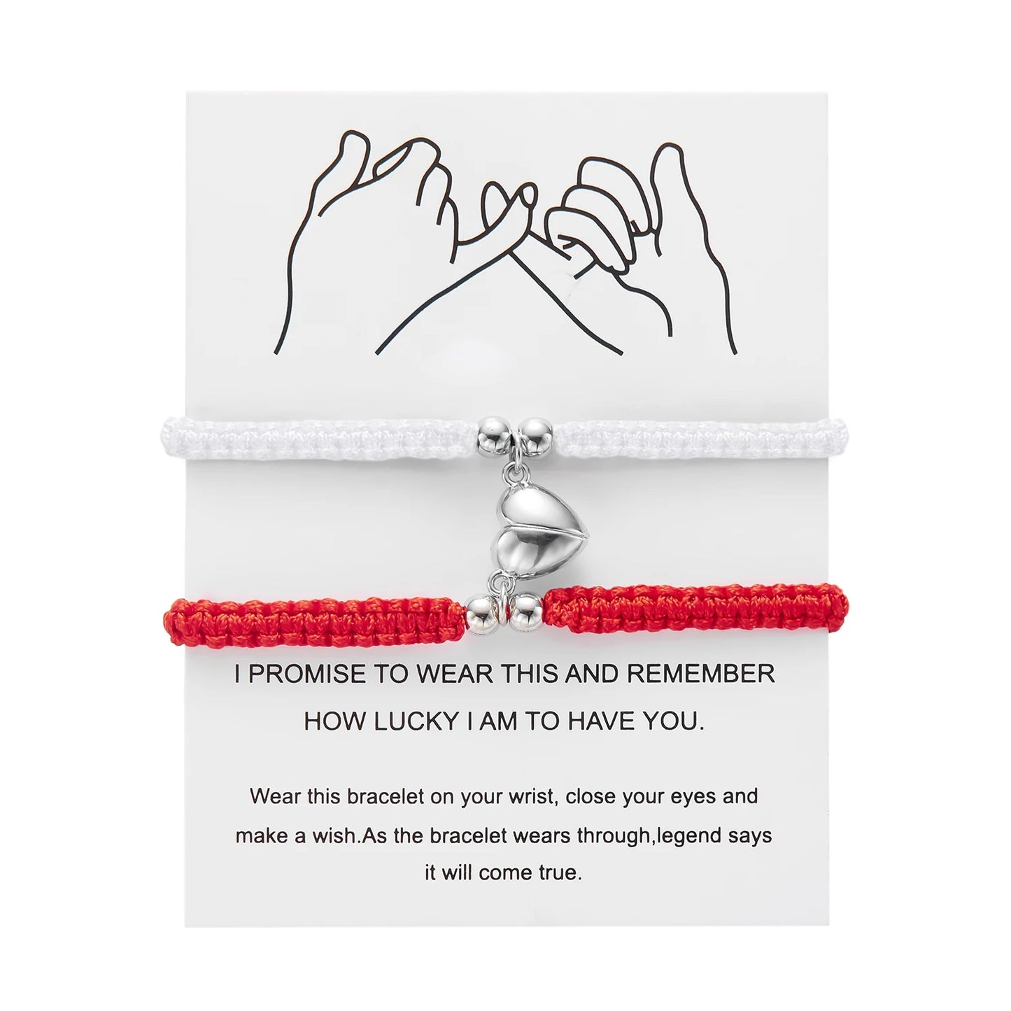 Adjustable Heart Magnet Braided Bracelet for Couples