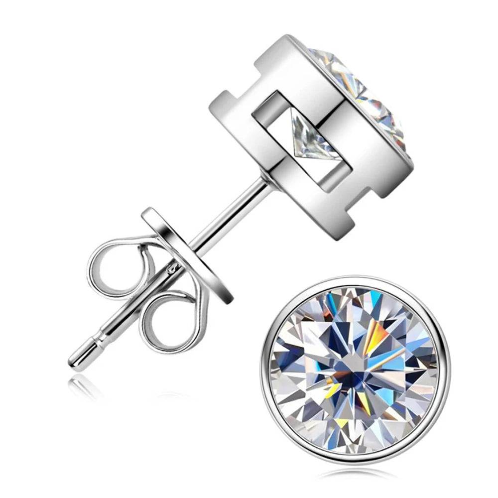 Geometric 2CT Moissanite Stud Earrings – Gold/Silver Plated