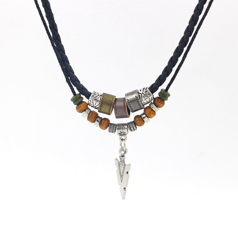 Arrow Necklace - Leather & Beaded