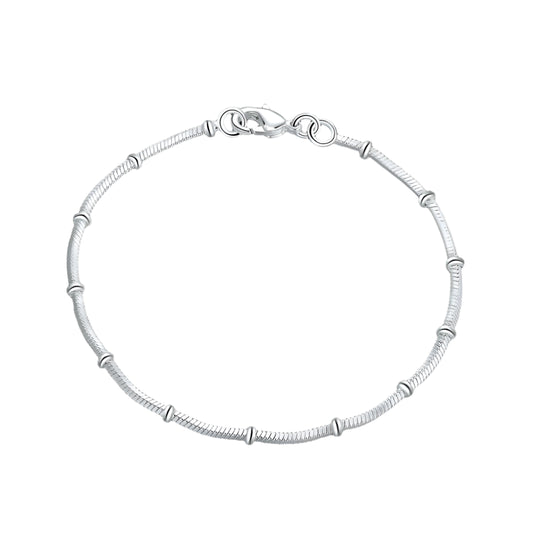 Silver Snake Bone Bead Bracelet