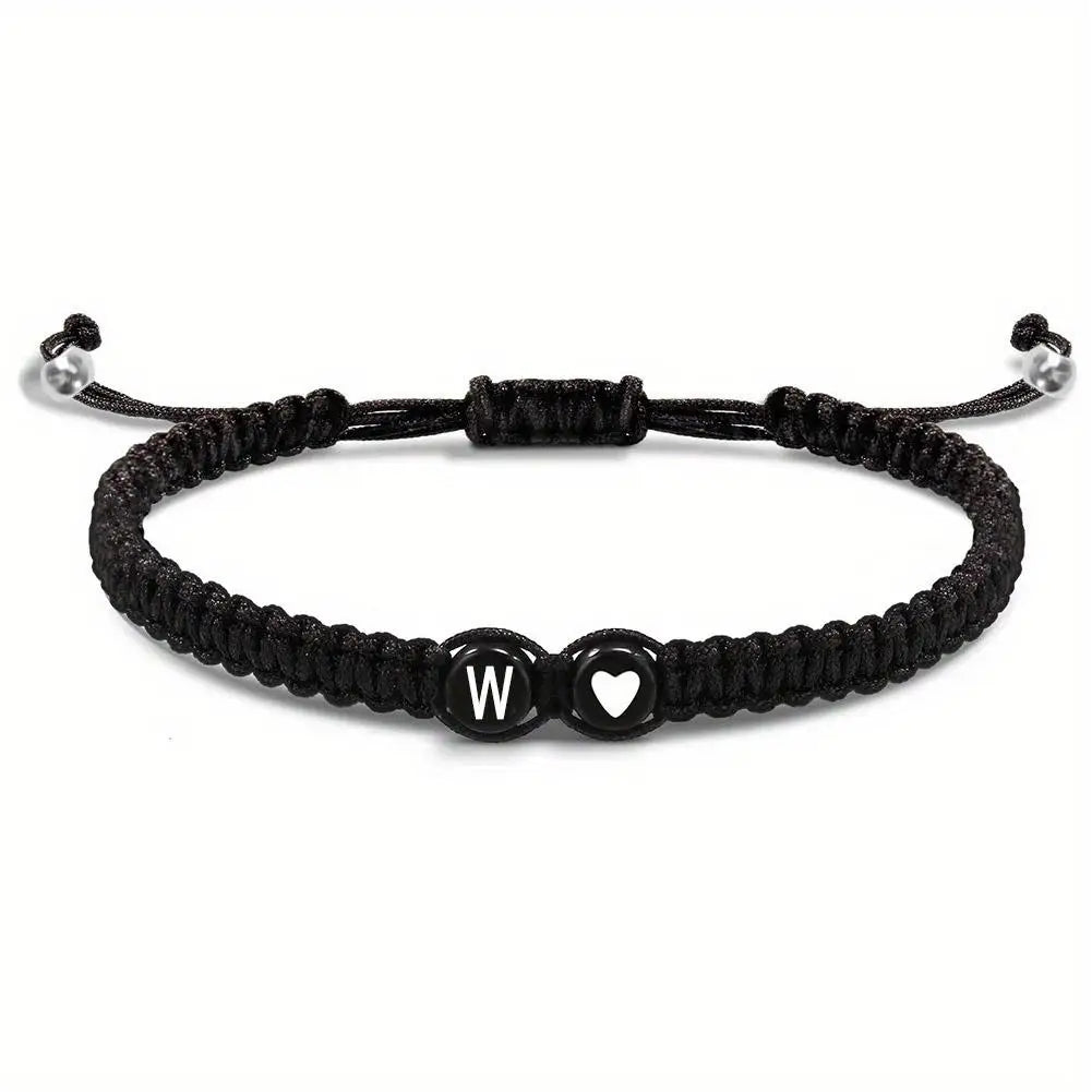 26 Letters Initial Heart Braided Bracelet