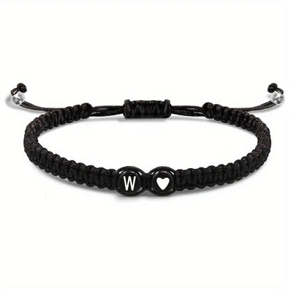 26 Letters Initial Heart Braided Bracelet