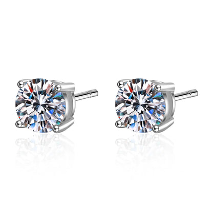 Crown-Cut 2.0CT Moissanite Stud Earrings – 925 Sterling Silver