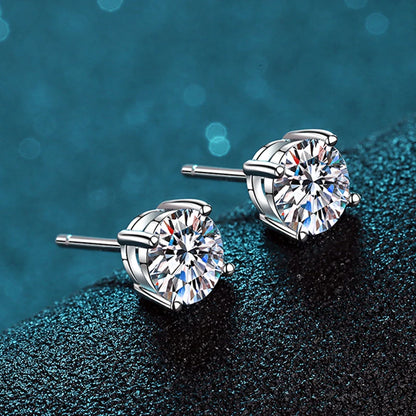 Crown-Cut 2.0CT Moissanite Stud Earrings – 925 Sterling Silver