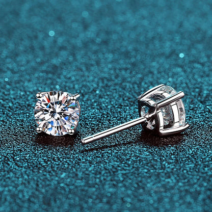 Crown-Cut 2.0CT Moissanite Stud Earrings – 925 Sterling Silver